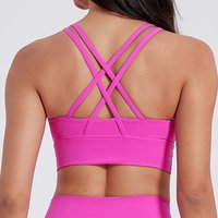 Solid Color Women Cross Back Bra Fitness Underwear Soft Fitness Sport Bra Top Gym Yoga Athletic Workout With Chest Pad