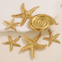 2pcs Stainless Steel Large-sized Starfish Conch Pendant Fashionable DIY Jewelry Simple Beach Style Jewelry Accessories Wholesale