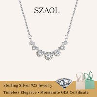 Sparkling U-Smile 7 Stone Moissanite Necklace D VVS1 Pendant Certified 925 Sterling Silver Necklace for Women Charm Party Gifts