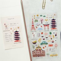 Suatelier Korea Stationery Stickers Famous Country City Themed Tokyo Paris New York Italy View for Journal Planners Decoration