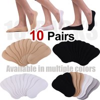10 Pairs Women Solid Color Anti Slip Invisible Socks Spring Summer Thin Soft Comfortable Heel Protection Daily Wear Casual Socks