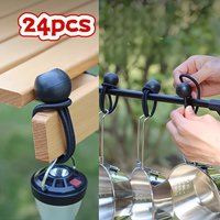 24Pcs 15cm Bungee Tie Down Straps with Plastic End Ball Black for Tent Trampoline Beach Net Outdoor Camping Binding