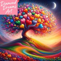 Frameless, Diamond Mosaic Tree Of Life Full Square Round Landscape Painting Complete Kit Creative Hobbies Handmade Hobby