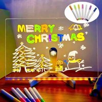 LED Light Acrylic Message Board, Erasable Glowing Board with 7 Color Pens, DIY Children's Board for Birthday Christmas Kids Gift