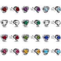 2024 New Twelve Birthday Stone Rose shaped Earrings Women's Jewelry Birthday Gift olive-green Garnet color