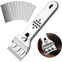 Stainless Steel Hob Scraper Kitchen Glass&Ceramic Scraper with Replacement Blades Wall Floor Window Cleaning Scraper Tools