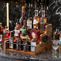 Liquor Bottle Display Shelf Coffee Syrup Rack Organizer Retro Bar Shelf Stand for Liquor Whiskey Spirits