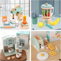 Children Play House Simulation Teapot Girl Tea Kitchen toys, wooden cake kindergarten birthday present
