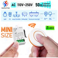 433Mhz Wireless Smart Light Switch AC 110V 220V 230V 10A Mini RF Relay Receiver Mini Transmitter for Remote Control Lamp LED Fan