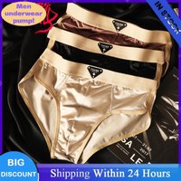 Men's Sexy Fashion Briefs Underwear Ice Silk Satin-like Underpants Summer Cool Breathable Quick Drying Panties U Pouch Briefs
