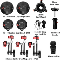 IFOOTAGE Camera Car Mount VM-I Professional Suction Cup Car Mount for GOPRO Camera Camcorder Smart Phone Payload 45KG/99lbs
