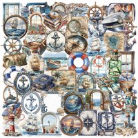 50/100PCS Cartoon Retro Navigation Sticker Pack Waterproof Transparent PET Decorative Guitar Notebook Stationery Stickers