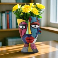 Outdoor Plant Planter Resin Flower Pots Abstract Face Design Decorative Plant Planter For Home Desk Garden Balcony