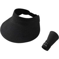 Fashion Solid Color Straw Sun Cap Breathable Adjustable Summer Visors Hat Ponytail Cap Foldable Wide Brim Beach Hat Sports