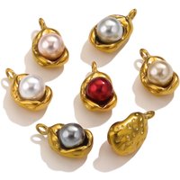5pcs Stainless Steel Bracelet Charms Sunflower Bean Imitation Pearl Pendant Ladies DIY Necklace Making Supplies Wholesale