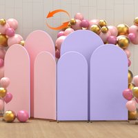 3 Pieces, Pink and Purple Arch-Shaped Backdrop Covers, Double-Sided and Dual-Color, for Wedding, Birthday Party, Graduation Decorations