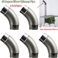 60mm Steel 45 Degree Elbow Chimney Pipe Stainless Steel Multi Flue Stove Pipe Outdoor Camping Chimney Liner Heater Exhaust Pipe