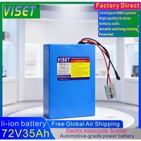 AliExpress VISET 2026 New18650 72V 35Ah lithium-ion battery with built-in BMS 250-3000W high-power battery EScooter Ebike Battery Pack charger