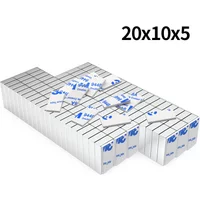 Super Strong Magnet With adhesive N35 Block Magnetic NdFeB Neodymium Magnet Powerful Disc imanes Refrigerator Magnets 20x10x5