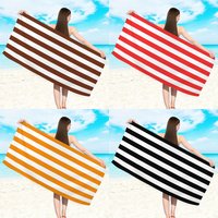 1pc Minimally colored striped beach towel, ultra-fine fiber absorbent beach towel, outdoor swimming and vacation beach towel