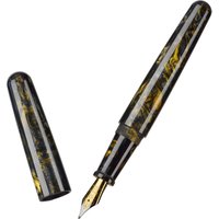 Fuliwen 017 Resin Acrylic Fountain Pen Black-Golden Big Size EF/F/M/Blade Beautiful Ink Pen Gift Pen for Office Business School