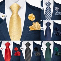 Wholesales Fashion 8 cm Tie Set Necktie Pocket Squares Cufflink Pin Set Purple Paisley Men Gravatas Fit Birthday Gift