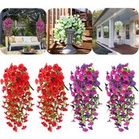 2/4/10PCS Simulated Morning Glory Wall Hanging Indoor Outdoor Home Decor Hanging Flower Pot for Porch Garden Yard Ornament