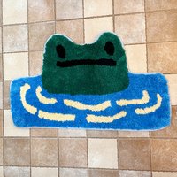 Frog Tufted Rug Funny Thickened Non Slip Foot Mat Hallway Porch Area Rug for Home Livingroom Door Mats Bathroom Rug Carpet