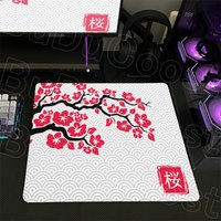 50x50cm Japan Cherry Blossom Square Gamer Mouse Pad Stitch Edge Durable Carpet Portable Laptop Red Sakura Keyboard Table Cushion