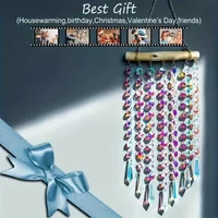 water drops Suncatcher Hanging Crystal Wind Chime with Colorful Glass Bead Chains and Wooden Bead Pendant for Jewelry Making