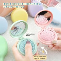 Folding Airbag Comb Mini Makeup Mirror Portable Cute Massager Hair Brush Comb Air Cushion Comb For Daily Students Travel