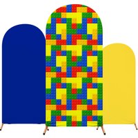 Building Block Theme Arch Backdrop Cover Kids Boy Girl Birthday Baby Shower Photograph Background Event Celebration Party Decor