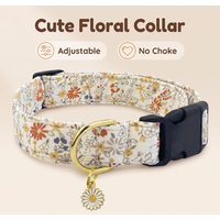 Cotton Dog Collar Cute Floral Dog Collar for Girls Comfortable with Chrysanthemum Jewelry Suitable for Cats Dogs Large Small Dog