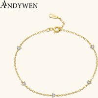 ANDYWEN 925 Sterling Silver Gold CZ Zircon Charm Chain Bracelet 2022 Crystal Luxury Women Wedding Jewelry Party Lady Jewels