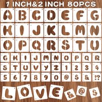 80PCS Children Painting Templates Letter Stencils for Painting Crafts Reusable Stencil Washable Drawing for Paper Wall DIY Craft