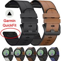 22mm 26mm Leather Silicone Strap for Garmin Fenix 5 5X 6 6X 7 7X PRO Fenix 8 47mm 51mm Epix Gen2 Tactix Quatix Enduro 3 QuickFit