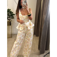 Floral Printed Women Long Pants Set Elegant Sleeveless Backless Vest Wide Leg Trousers Chic Holiday Vacation Lady Summer Outfits