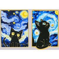 Van Gogh Black Cat Enamel Pin Art Brooch Lapel Pins Badge on Backpack Clothing Accessories Fashion Jewelry Friends Gifts
