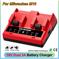 Dual Ports 3A Battery Charger For Milwaukee 18V M18 Lithium Battery 48-11-1815 48-11-1820 48-11-1830 Charger Fast Charging