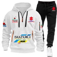 AliExpress 2025 Suzuki Men's Hoodie, Half-Zipper Multi-Pocket Sweatshirt + Sweatpants Two-Piece Cycling, Running And Motorcycle Sportswear