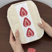 Strawberry Embroidered Stylish Multi-Functional Pencil Case & Makeup Bag Portable Large Capacity for Women High Quality Durable
