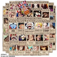 Anime Luffy Gear 5 One Pieces Bounty Wanted Poster 4 Kaiser Law Kid Figuren Vintage Wohnzimmer Wanddekoration Aufkleber Spielzeug