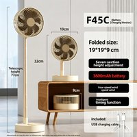 8" Foldable Oscillating Fan, USB Rechargeable Portable Floor Desk Fan with Retractable Height & Timing