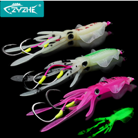 ZYZHE Soft Squid String Hook with Double Sea Fishing Hooks Saltwater Boat Fishing Fakebait Hooks Luminous String Hook Tackle