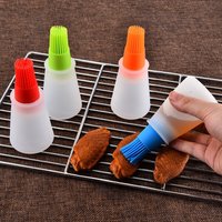 2.2oz Silicone BBQ Oil Bottle Brush with Scale Cover for Barbecue Cooking Baking Press Squeeze to Control Oil Easy to Clean