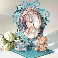Vintage Teddy Secret Garden Magnetic Acrylic Badge Display Brick, Floral Ribbon Oval Goods Storage Box, Fits 63×92mm Oval Pins
