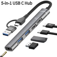 USB+Type-C To 3.5mm Audio Adapter OTG USB hub to Laptop Universal Computer Docking Station Splitter, for pc multiport Adapter