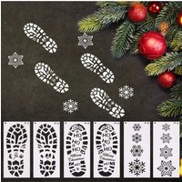 6pcs Snowflake Christmas Footprints Painting Template Santa Claus Footprint Painting Template DIY Christmas Eve floor footprints