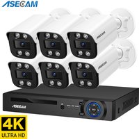 New 8MP Security Camera System Kit 4K Audio Microphone H.265 POE NVR AI Color Night Home Surveillance Camera Outdoor Xmeye Set