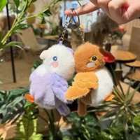 Cute Animal Bird Plush Keychain Simulation Sparrow Parrot Plush Doll Kawaii Realistic Furry Birds Keyrings Boys And Girls